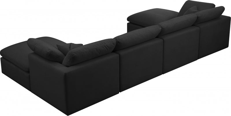 Plush 6 Piece Velvet Standard Modular Overstuffed Reversible Sectional