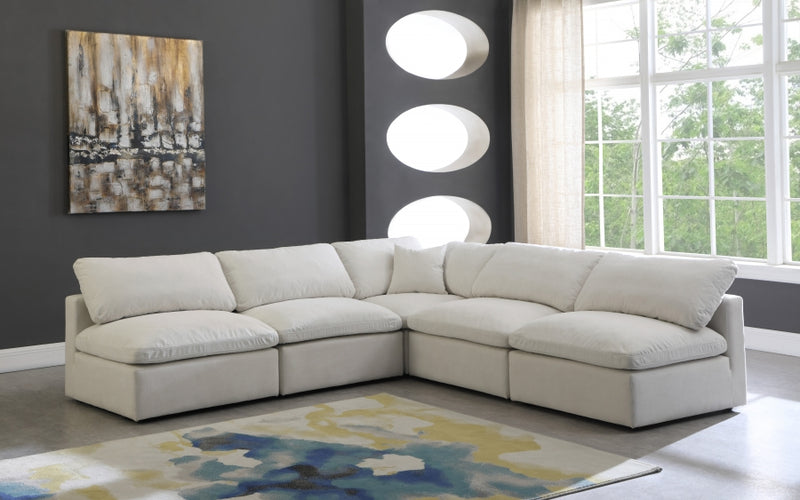 Plush 5 piece Velvet Standard Modular Overstuffed Reversible Sectional