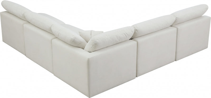 Plush 5 piece Velvet Standard Modular Overstuffed Reversible Sectional