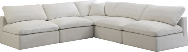 Plush 5 piece Velvet Standard Modular Overstuffed Reversible Sectional