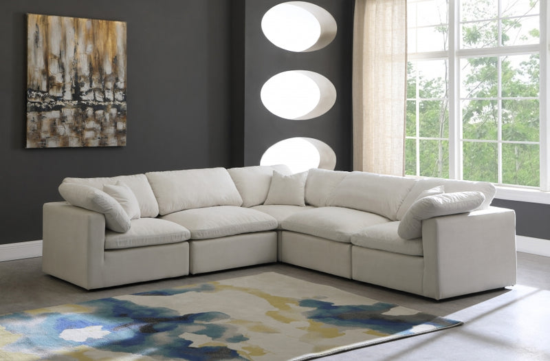 Plush 5 piece Velvet Standard Modular Overstuffed Reversible Sectional