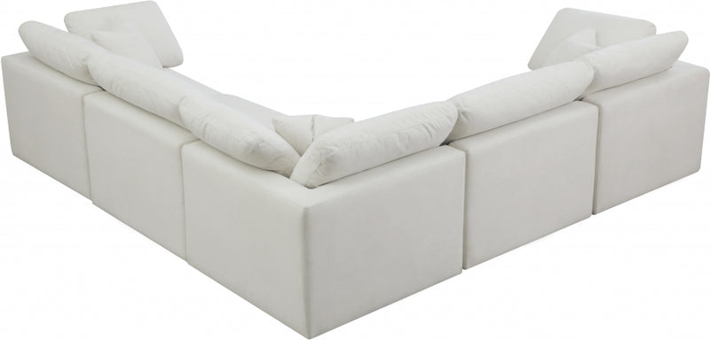Plush 5 piece Velvet Standard Modular Overstuffed Reversible Sectional