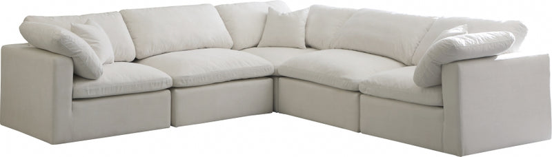 Plush 5 piece Velvet Standard Modular Overstuffed Reversible Sectional