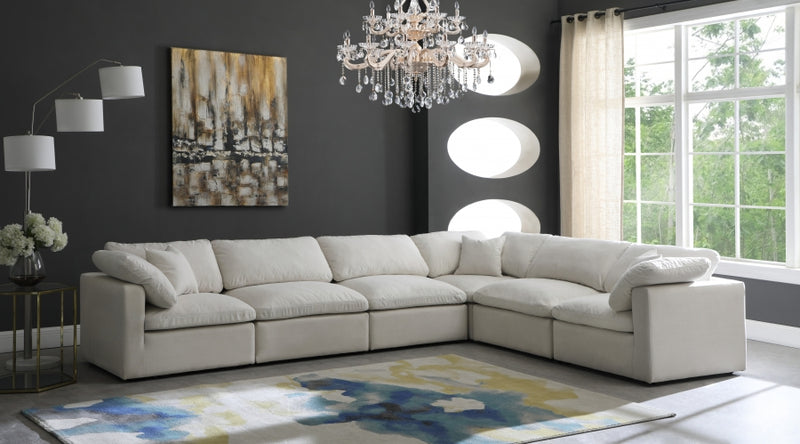 Plush 6 Piece Velvet Standard Modular Overstuffed Reversible Sectional