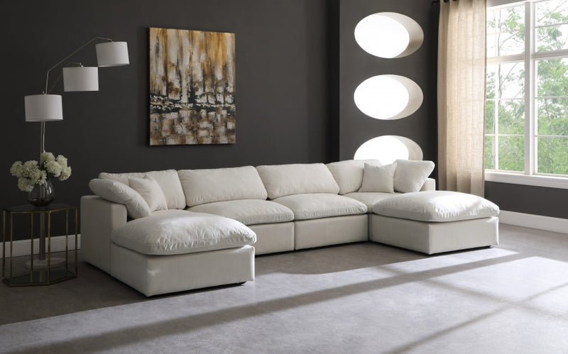 Plush 6 Piece Velvet Standard Modular Overstuffed Reversible Sectional
