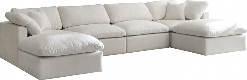Plush 6 Piece Velvet Standard Modular Overstuffed Reversible Sectional
