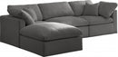 Plush 4 Piece Velvet Standard Modular Overstuffed Reversible Sectional