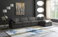 Plush 5 piece Velvet Standard Modular Overstuffed Reversible Sectional