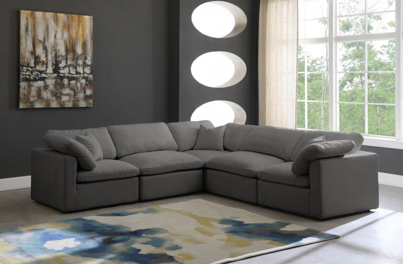 Plush 5 piece Velvet Standard Modular Overstuffed Reversible Sectional