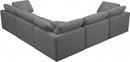 Plush 5 piece Velvet Standard Modular Overstuffed Reversible Sectional