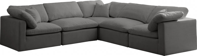 Plush 5 piece Velvet Standard Modular Overstuffed Reversible Sectional