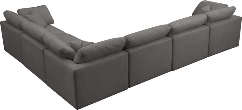 Plush 6 Piece Velvet Standard Modular Overstuffed Reversible Sectional