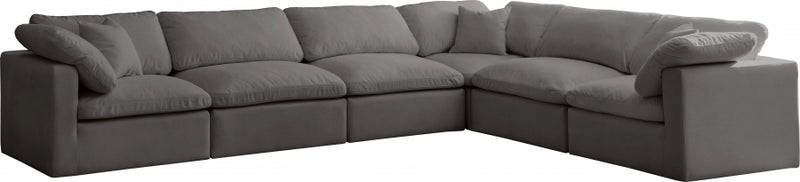 Plush 6 Piece Velvet Standard Modular Overstuffed Reversible Sectional