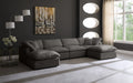 Plush 6 Piece Velvet Standard Modular Overstuffed Reversible Sectional