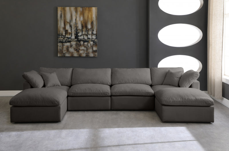 Plush 6 Piece Velvet Standard Modular Overstuffed Reversible Sectional
