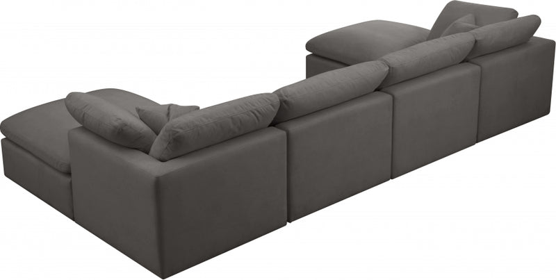 Plush 6 Piece Velvet Standard Modular Overstuffed Reversible Sectional