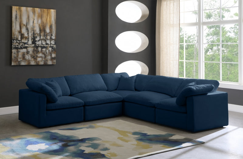 Plush 5 piece Velvet Standard Modular Overstuffed Reversible Sectional