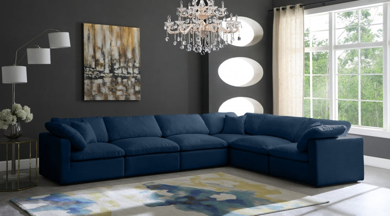 Plush 6 Piece Velvet Standard Modular Overstuffed Reversible Sectional