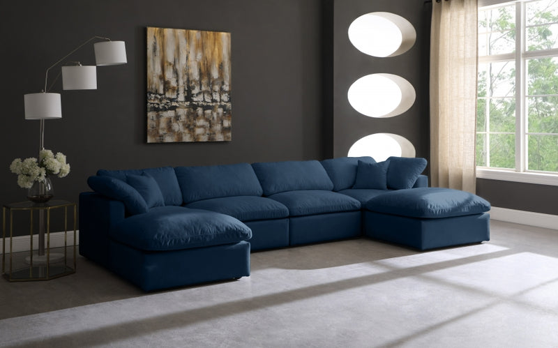 Plush 6 Piece Velvet Standard Modular Overstuffed Reversible Sectional