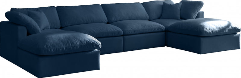Plush 6 Piece Velvet Standard Modular Overstuffed Reversible Sectional