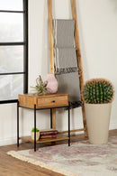 Declan 1-drawer Accent Table with Open Shelf Natural Mango and Black