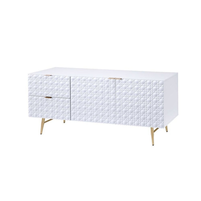 Maissa TV Console in White & Gold