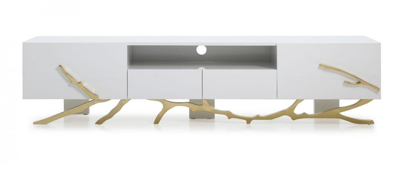 Modrest Legend Modern White & Gold TV Stand