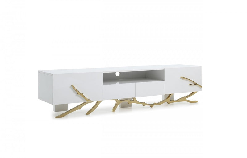 Modrest Legend Modern White & Gold TV Stand