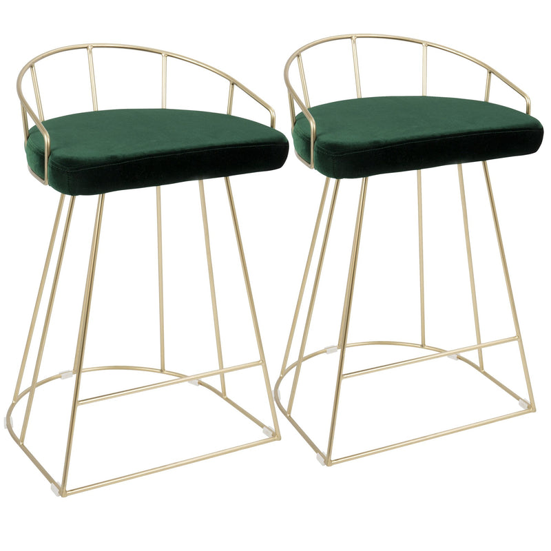 Canary Counter Stool Gold Metal - Set Of 2