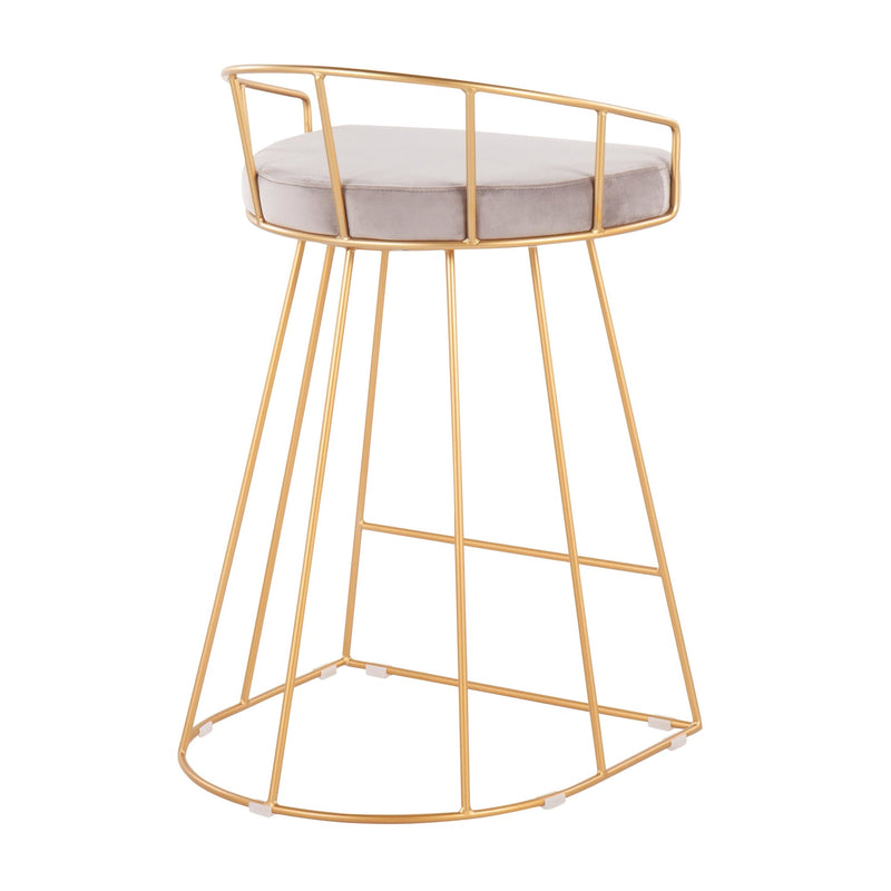 Canary Counter Stool Gold Metal - Set Of 2