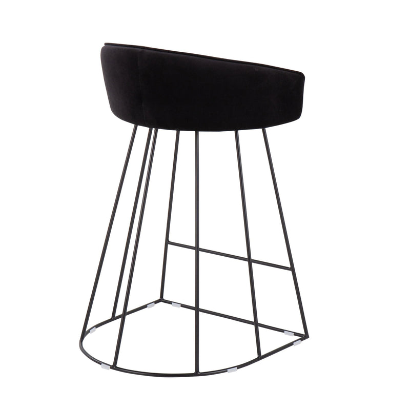 Canary Upholstered Counter Stool Black Steel - Set Of 2