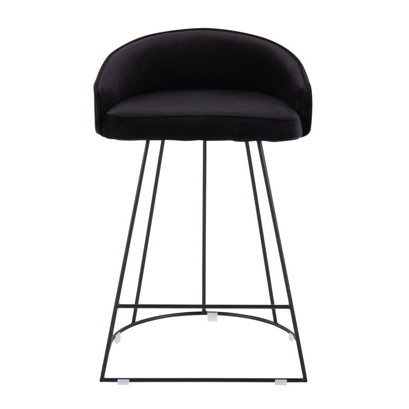 Canary Upholstered Counter Stool Black Steel - Set Of 2