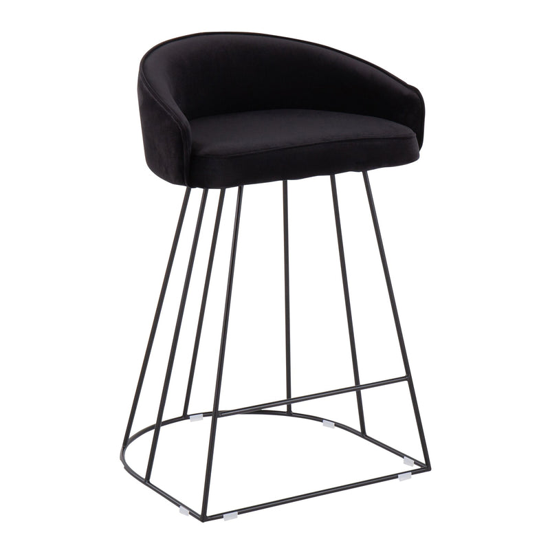 Canary Upholstered Counter Stool Black Steel - Set Of 2