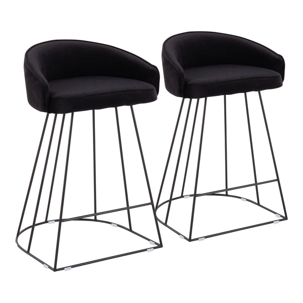 Canary Upholstered Counter Stool Black Steel - Set Of 2