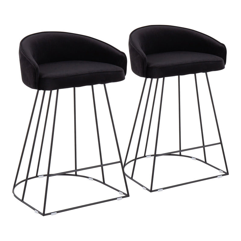 Canary Upholstered Counter Stool Black Steel - Set Of 2