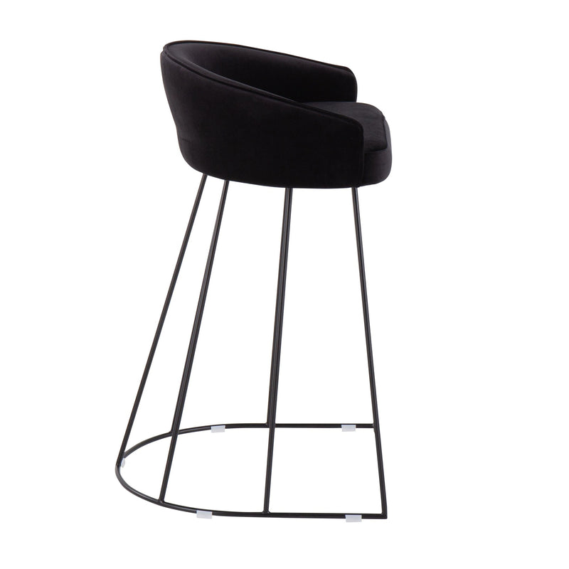 Canary Upholstered Counter Stool Black Steel - Set Of 2