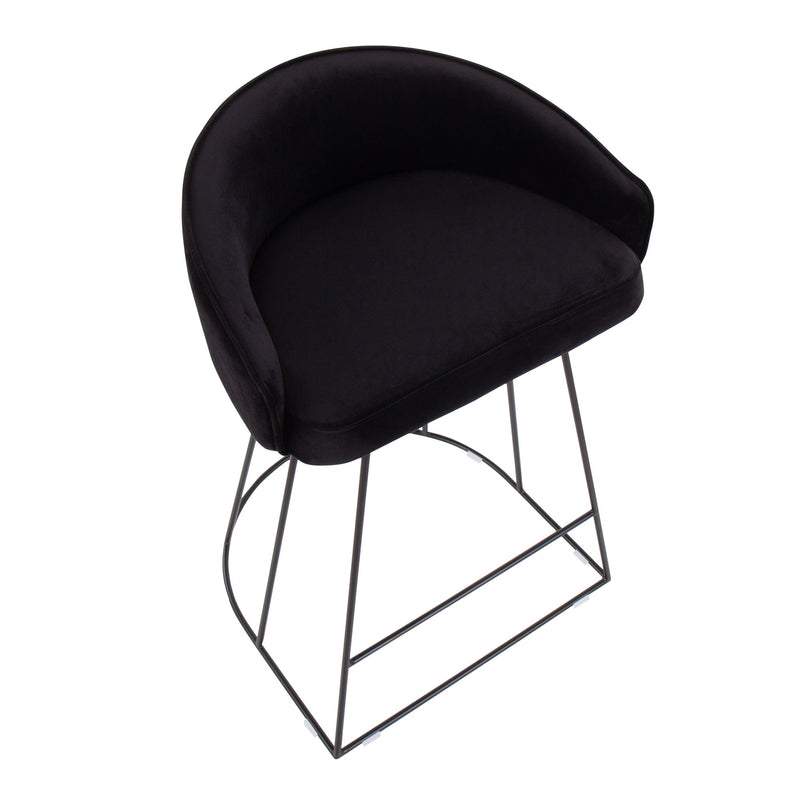 Canary Upholstered Counter Stool Black Steel - Set Of 2
