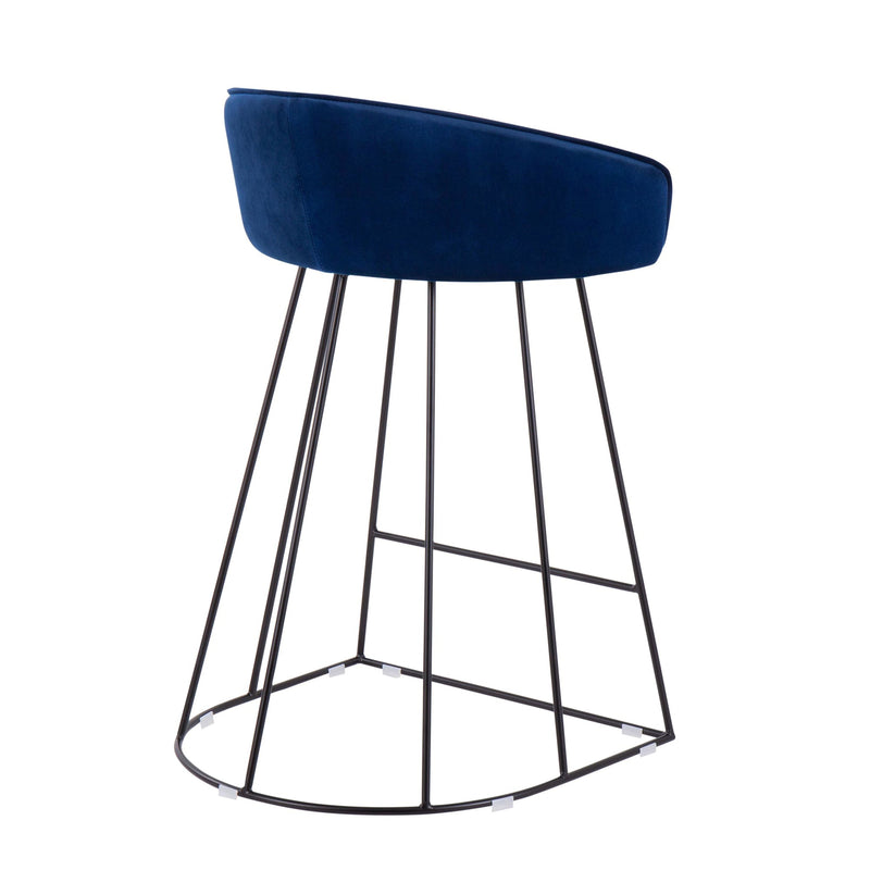 Canary Upholstered Counter Stool Black Steel - Set Of 2