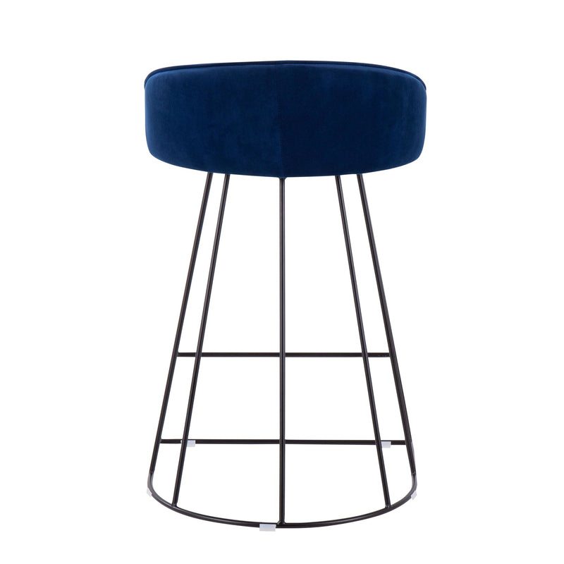Canary Upholstered Counter Stool Black Steel - Set Of 2