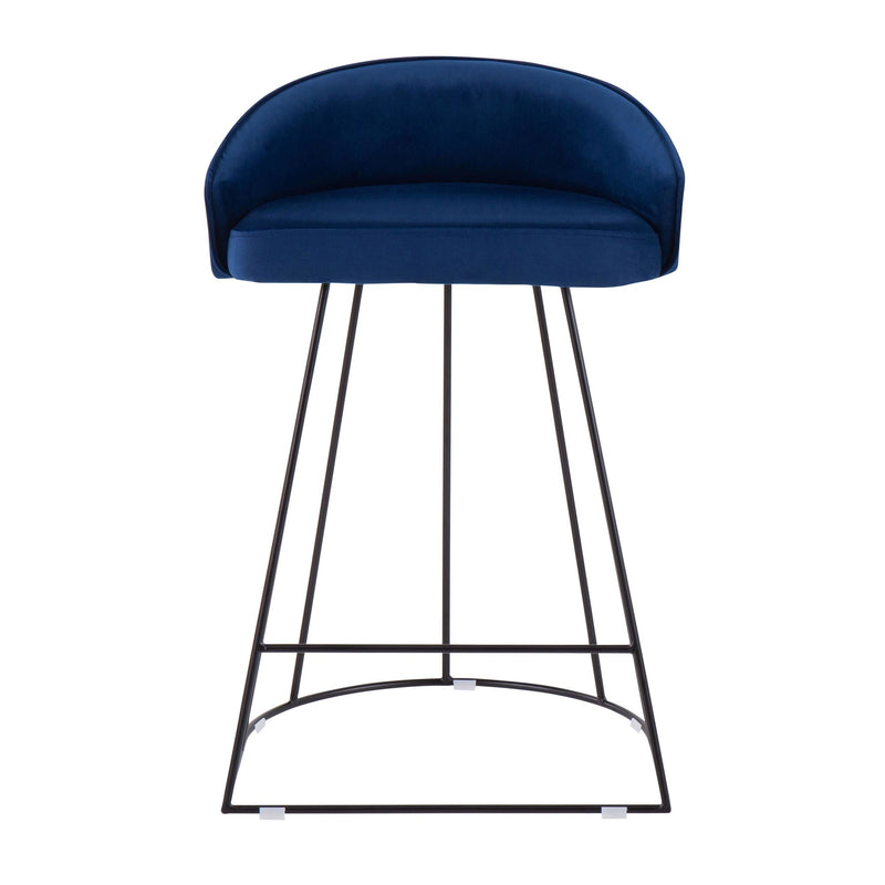 Canary Upholstered Counter Stool Black Steel - Set Of 2