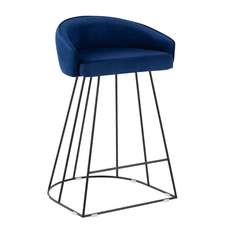Canary Upholstered Counter Stool Black Steel - Set Of 2