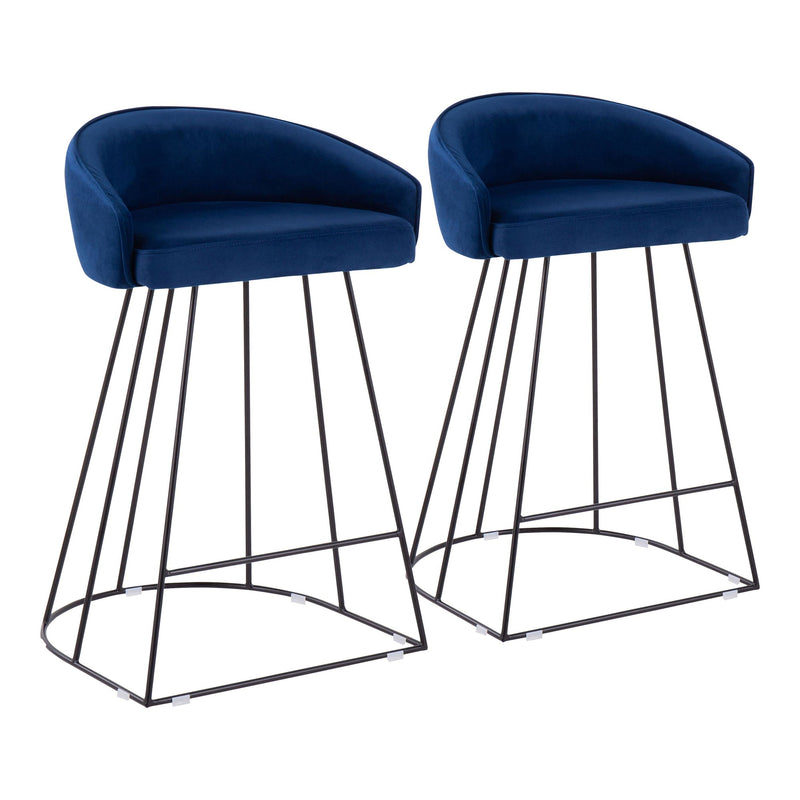 Canary Upholstered Counter Stool Black Steel - Set Of 2