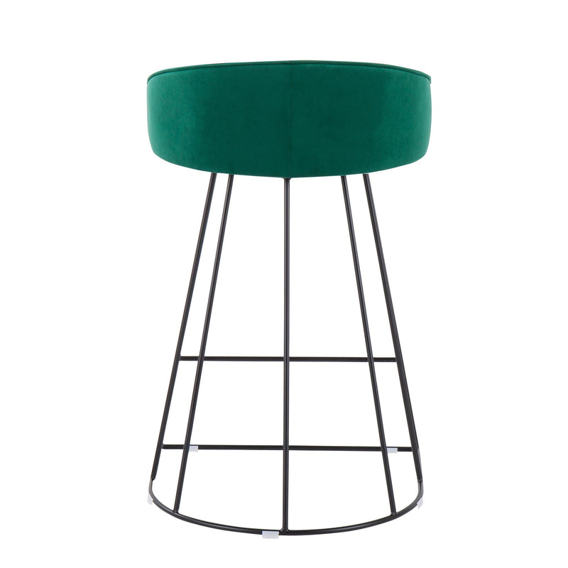Canary Upholstered Counter Stool Black Steel - Set Of 2