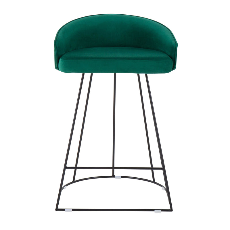 Canary Upholstered Counter Stool Black Steel - Set Of 2