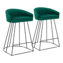 Canary Upholstered Counter Stool Black Steel - Set Of 2