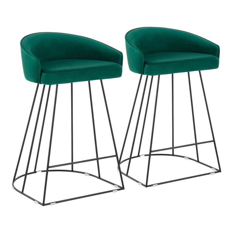 Canary Upholstered Counter Stool Black Steel - Set Of 2