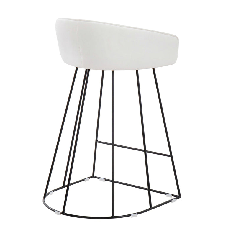 Canary Upholstered Counter Stool Black Steel - Set Of 2
