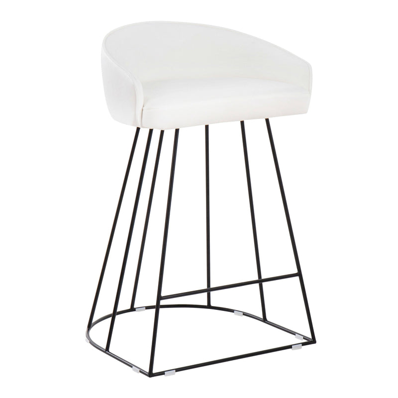 Canary Upholstered Counter Stool Black Steel - Set Of 2