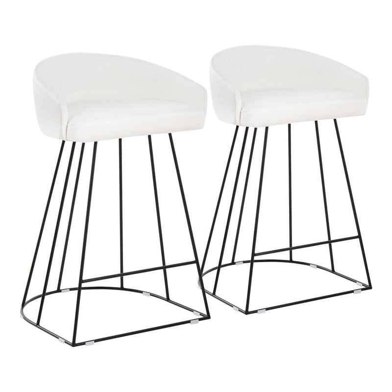 Canary Upholstered Counter Stool Black Steel - Set Of 2