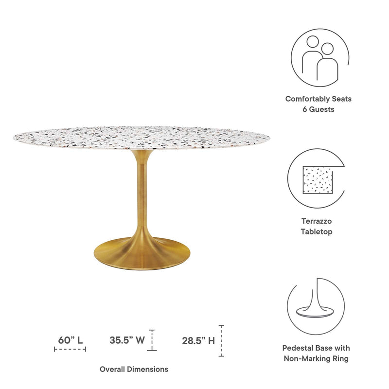 Lippa 60" Oval Terrazzo Dining Table